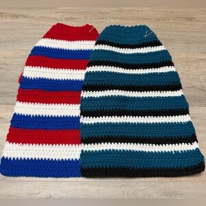 Lot of 2 Medium Handmade Striped Crochet Dog Sweaters